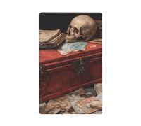 Vintage Skull On Old Books Box Single Toggle Blank Wall Plate Light Switch Cover Decorativo 1 Gang per Cucina Camera Bagno Dimensioni 11,4 x 7 cm
