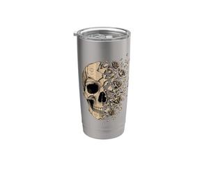 Vintage Skull Strappato Libro Pagine Rose Horror Goth Estetica Bicchiere termico in acciaio inox doppia parete