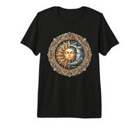 Vintage Sole e Luna Celeste Art Nouveau Boho Maglietta Premium