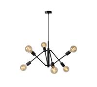 Vintage Sospensione Metallo Nero 6-flammig E27 L: 76 CM Pendelleuchte Pranzo