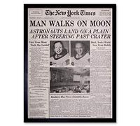 Vintage Space Newspaper Moon Aldrin Armstrong Art Print Framed Poster Wall Decor 12X16 Inch Vintage ▾ Spazio Luna Manifesto Parete