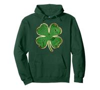 Vintage St Patricks Day Verde Quadrifoglio Donne Uomini Bambino Felpa con Cappuccio