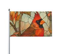 Vintage Stained Glass Cardinal Flag Resistente Alle Intemperie Bandiera Da Giardino Colore Vivido Bandiera Per Decorazione Balcone Esterno Feste 90X150Cm