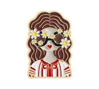 Vintage Stile Sovietico Cartoon Ragazza Testa Spilla Lega Zinco Gioielli Da Collezione Storia Entusiasti di Storia Unica, Misura unica, come descritto