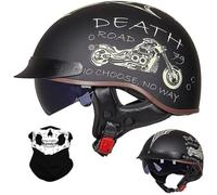 Vintage Stile Tedesco Motociclo Mezzo Casco, Adulto Uomini Donne Casco a Faccia Aperta con Sun Visor, ECE/DOT Approvato Harley Caschi di Motocross, per Chopper Moto Scooter(K11,XL/61-62cm)