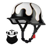 Vintage Stile Tedesco Motociclo Mezzo Casco, Adulto Uomini Donne Ci Metto a Faccia Aperta, con Regolabile Fibbia a Rilascio Rapido, ECE Approvato, per Bicicletta Scooter Chopper(K3,L/59-60cm)
