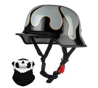 Vintage Stile Tedesco Motociclo Mezzo Casco, Adulto Uomini Donne Ci Metto a Faccia Aperta, con Regolabile Fibbia a Rilascio Rapido, ECE Approvato, per Bicicletta Scooter Chopper(K2,M/57-58cm)