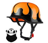 Vintage Stile Tedesco Motociclo Mezzo Casco, Adulto Uomini Donne Ci Metto a Faccia Aperta, con Regolabile Fibbia a Rilascio Rapido, ECE Approvato, per Bicicletta Scooter Chopper(K1,L/59-60cm)