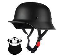 Vintage Stile Tedesco Motociclo Mezzo Casco, Adulto Uomini Donne Ci Metto a Faccia Aperta, con Regolabile Fibbia a Rilascio Rapido, ECE Approvato, per Bicicletta Scooter Chopper(K9,XL/61-62cm)