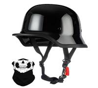 Vintage Stile Tedesco Motociclo Mezzo Casco, Adulto Uomini Donne Ci Metto a Faccia Aperta, con Regolabile Fibbia a Rilascio Rapido, ECE Approvato, per Bicicletta Scooter Chopper(K10,M/57-58cm)