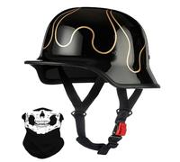 Vintage Stile Tedesco Motociclo Mezzo Casco, Adulto Uomini Donne Ci Metto a Faccia Aperta, con Regolabile Fibbia a Rilascio Rapido, ECE Approvato, per Bicicletta Scooter Chopper(K5,L/59-60cm)