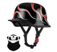 Vintage Stile Tedesco Motociclo Mezzo Casco, Adulto Uomini Donne Ci Metto a Faccia Aperta, con Regolabile Fibbia a Rilascio Rapido, ECE Approvato, per Bicicletta Scooter Chopper(K4,L/59-60cm)