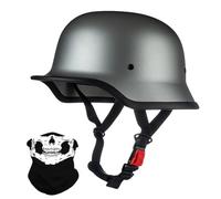 Vintage Stile Tedesco Motociclo Mezzo Casco, Adulto Uomini Donne Ci Metto a Faccia Aperta, con Regolabile Fibbia a Rilascio Rapido, ECE Approvato, per Bicicletta Scooter Chopper(K12,XL/61-62cm)