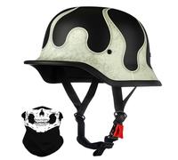 Vintage Stile Tedesco Motociclo Mezzo Casco, Adulto Uomini Donne Ci Metto a Faccia Aperta, con Regolabile Fibbia a Rilascio Rapido, ECE Approvato, per Bicicletta Scooter Chopper(K8,XXL/63-64cm)