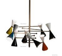 Vintage Stilnovo Italiano Colorato Diablo Ottone Antico Sputnik Lampadario Decor