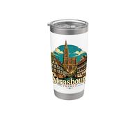 Vintage Strasburgo Francia Viaggio Souvenir Landmark Gift Bicchiere termico in acciaio inox doppia parete