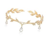 Vintage Strass Corona Headband,Elfo Corona di Cristallo, Tiara con Strass e Foglie Corona Regina,Diadema di Retrò, per Cosplay, Matrimoni, Feste Anime ed Eventi Carnevale