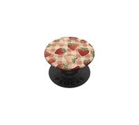 Vintage Strawberry Gingham Plaid Fruit Pattern PopSockets PopGrip Adesivo