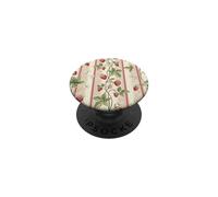 Vintage Strawberry Vertical Stripe Botanical Pattern PopSockets PopGrip Adesivo