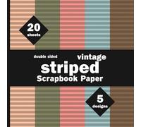 Vintage Striped Scrapbook Paper: Retro Colors 20 Decorative Pink, Brown, Green, Blue Lined Stripes for Crafts, Origami - 5 Designs - 4 Sheets / Design - 8.5" x 8.5"