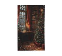 Vintage Study Old Books Albero di Natale Yard House Bandiere, 0,9 x 1,5 m Stagione Auguri Banner con occhielli Indoor Outdoor Party Decorazioni per la casa