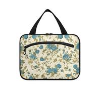 Vintage Style Floral Pattern Blue Roses Hanging articoli da toeletta borsa da viaggio donna con gancio, designer unisex borsa cosmetica per accessori must-have viaggio bolso de maquillaje para Mujer L