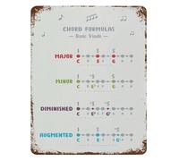 Vintage Style Guitar Chord Formulas Tin Metal Sign Music Theory Chart Retro Wall Art for Studio Practice Room Decor 8 X 12 Inch