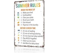 Vintage Summer Routine Metal Sign Visual Schedule Chart Daily Task List Aluminum Tin Plaque for Morning Evening Checklist Bedtime Wind Down 8 X 12 inch