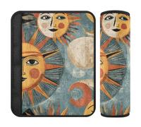 Vintage Sun Moon Face Retro Giallo Blu 2 pz cintura di sicurezza per le donne Stop cintura di sicurezza taglio nel collo per zaino Protector para cinturón de carro