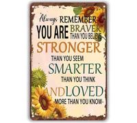 Vintage Sunflower Wall-Art Stay Brave Rustic Tin Sign 8 X 12 in