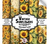 Vintage Sunflowers Scrapbook Paper: Double Sided Sheets | Flower Pattern for Decoupage, Junk Journals, Origami, and Various DIY Craft Projects | 8.5" x 8.5" (21.59 x 21.59 cm)
