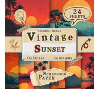 Vintage Sunset Scrapbook Paper: 24 Double-Sided Sheets with 12 Vibrant & Scenic Designs for Origami, Card Making, DIY Crafts, Junk Journals & Collage