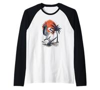 Vintage Surfer Gift Surfing Surf Beach Pelican Sunset Maglia con Maniche Raglan