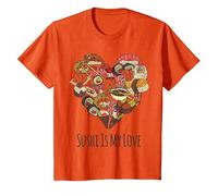 Vintage Sushi Cuore Amore Giapponese Asiatico Amante del CIB Maglietta, Bambini, Arancio, 12 Anni
