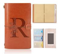 Vintage Taccuino in Pelle, Diario di Viaggio Personalizzato Iniziale R, Ricaricabile Diario Scrittura Blocco Note Idea Regalo per Donne, Amica, Ragazze Compleanno Anniversario Natale