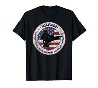 Vintage Taekwondo Tenets | Distressed USA Flag Martial Arts Maglietta