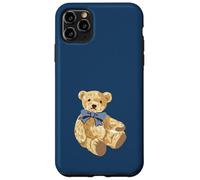 Vintage Teddy Bear Blue Bow Coquette Aesthetic Valentines Custodia per iPhone 11 Pro Max