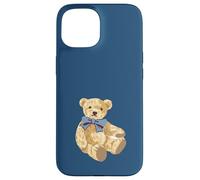 Vintage Teddy Bear Blue Bow Coquette Aesthetic Valentines Custodia per iPhone 15