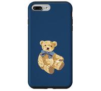Vintage Teddy Bear Blue Bow Coquette Aesthetic Valentines Custodia per iPhone 7 Plus/8 Plus