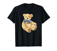 Vintage Teddy Bear Blue Bow Coquette Aesthetic Valentines Maglietta