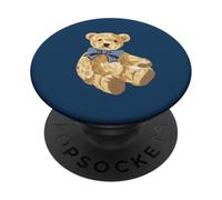 Vintage Teddy Bear Blue Bow Coquette Aesthetic Valentines PopSockets PopGrip Adesivo