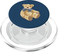 Vintage Teddy Bear Blue Bow Coquette Aesthetic Valentines PopSockets PopGrip per MagSafe