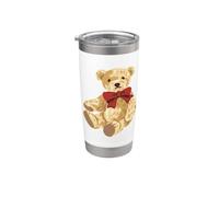 Vintage Teddy Bear Coquette Red Bow Aesthetic Bicchiere termico in acciaio inox doppia parete