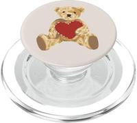 Vintage Teddy Bear Holding a Heart Romantic Valentines PopSockets PopGrip per MagSafe