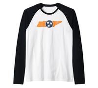 Vintage Tennessee State Outline Tri Star Emblem Distressed Maglia con Maniche Raglan