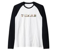 Vintage Texas Tipografia Wild West Vita Maglia con Maniche Raglan