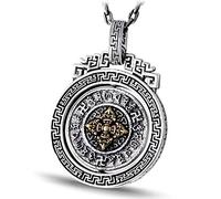 Vintage Thai S925 Stile Cinese Argento Pendente Gioielli in Argento Mantra Buddista, il Tempo Passa, Simboli Fortunati Senza Catena Pendente Nessuna Catena, LJBLEUSK