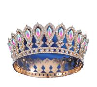 Vintage Tiara nuziale strass corona rotonda per abiti da sposa eleganti gioielli accessori, Metallo