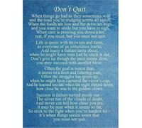 Vintage Tin Sign Dont Quit Poem Motivational Wall Plaque 8 X 12 in