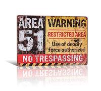 Vintage Tin Signs Metal Poster Retro Riproduzione AREA 51 NON ENTRA AVVERTENZA poster